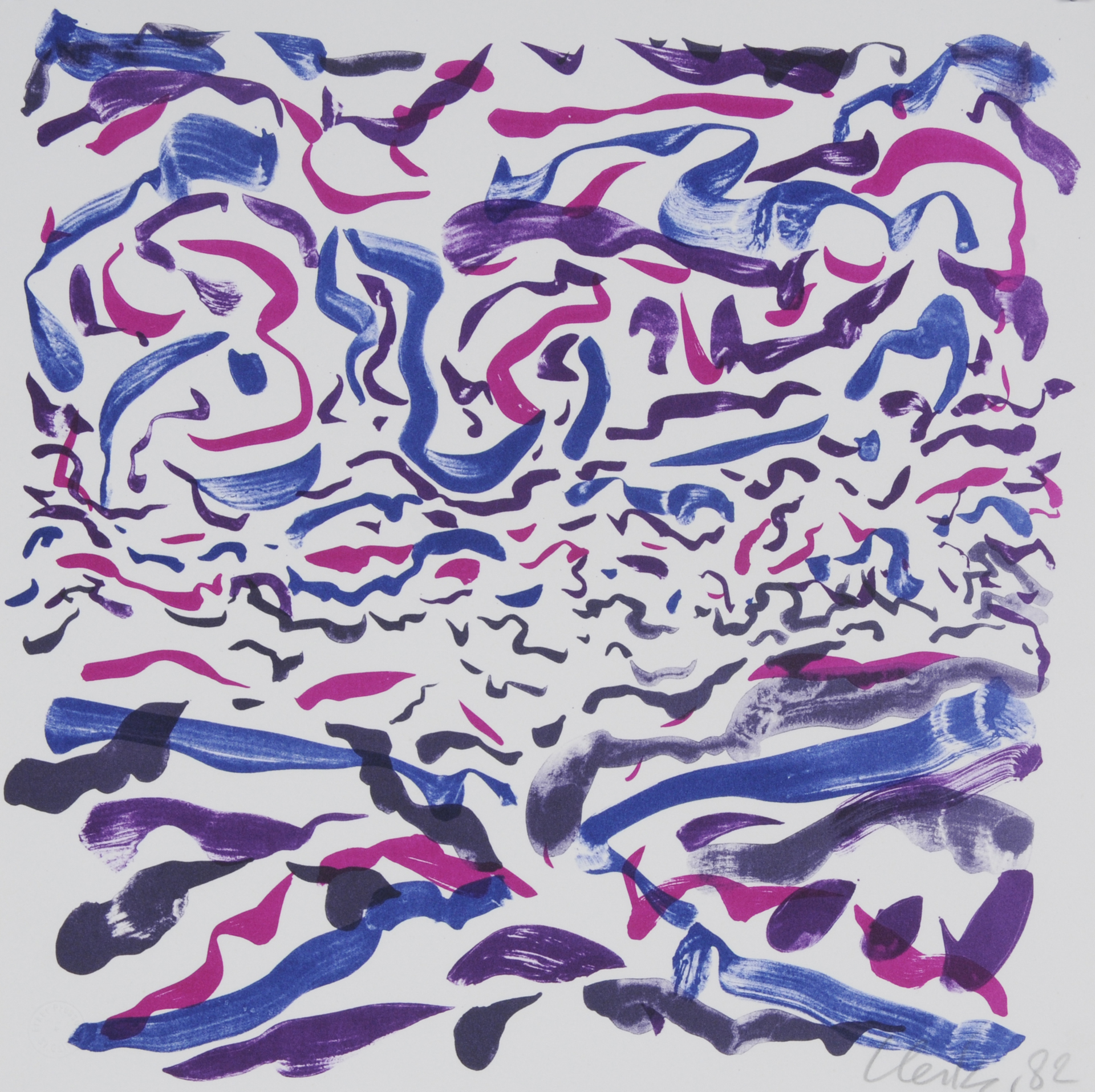 Günther Uecker, 2 sheets: Engadin I (red); Engadin II (blue)