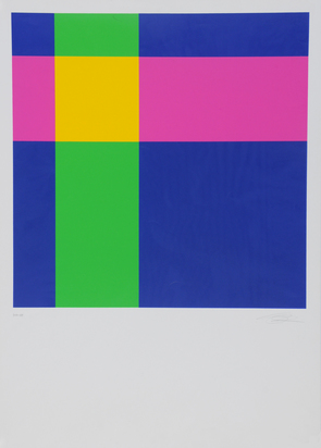 Diagonal von blauviolett über gelbes Quadrat zu blauviolett