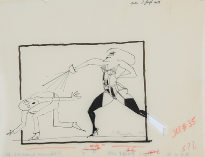 5 drawings: People With Experience; All About Women; You Can tell the Adult; The Party, Couple I (Studie); Woman With Grapefruit Breast