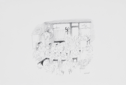 2 drawings: J'engage celui qui fera disparaitre l'autre; Sans titre