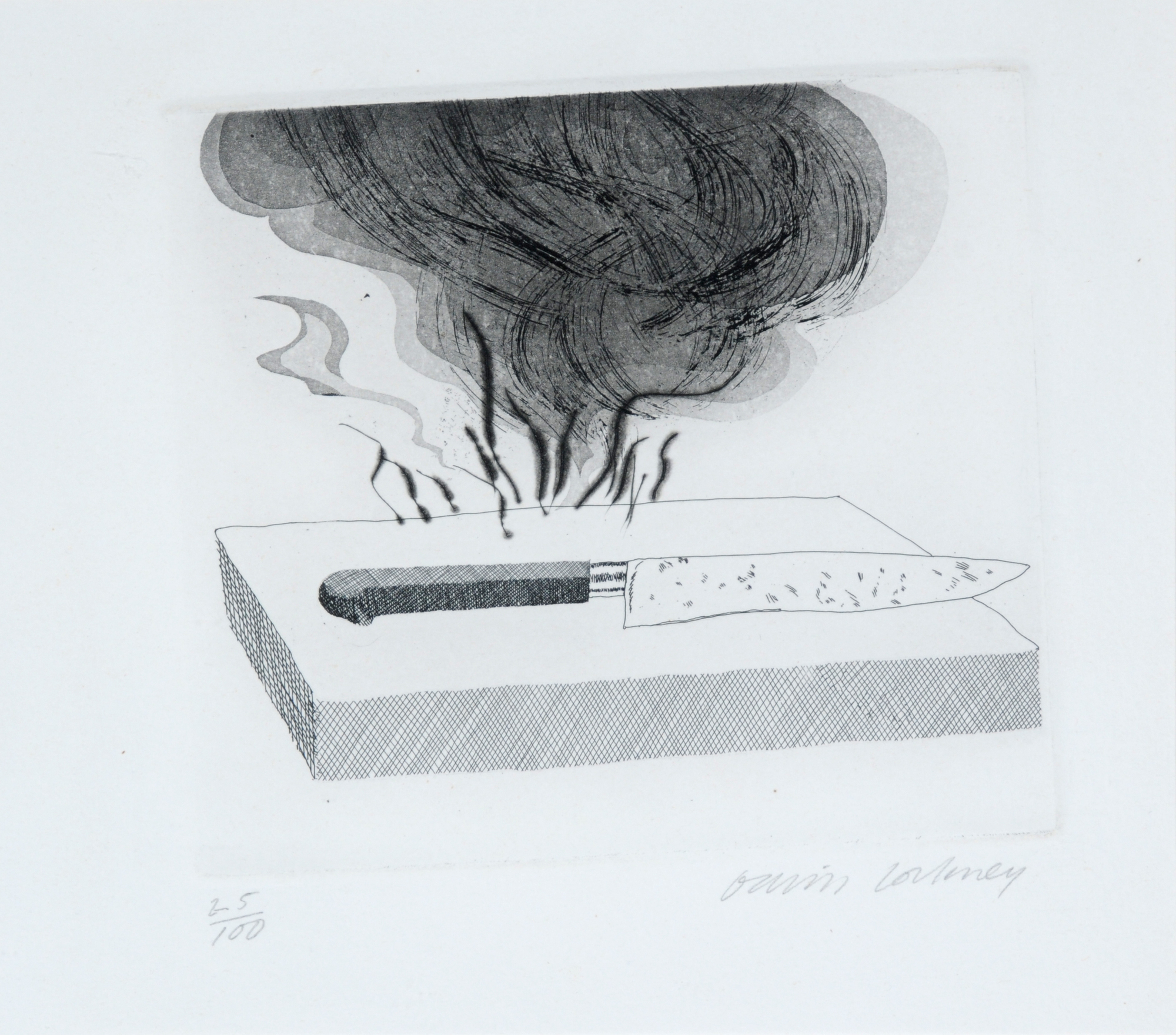 David Hockney, The Carpenter's Bench, a Knife and Fire