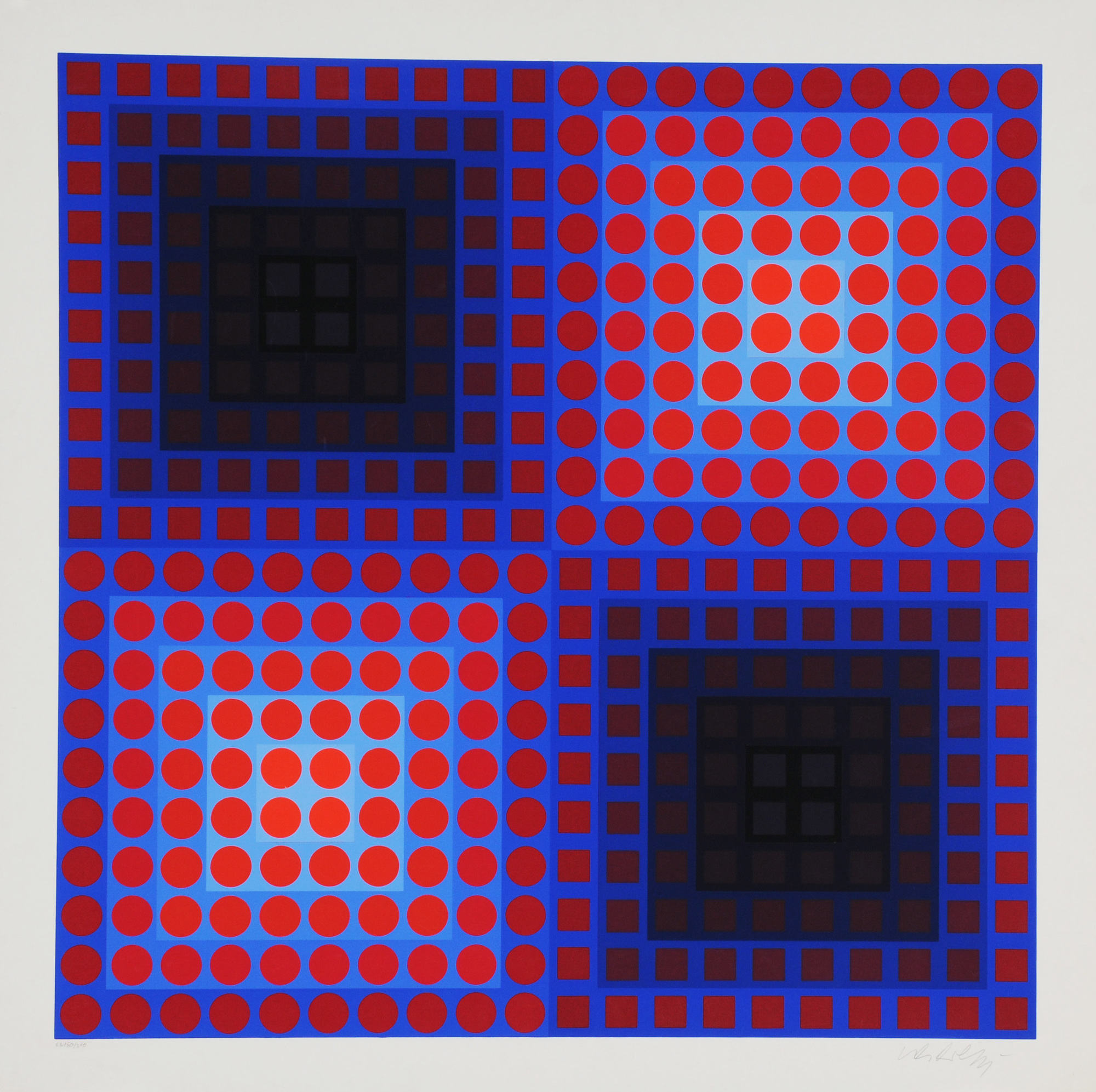 Victor Vasarely, Composition (bleu et rouge)