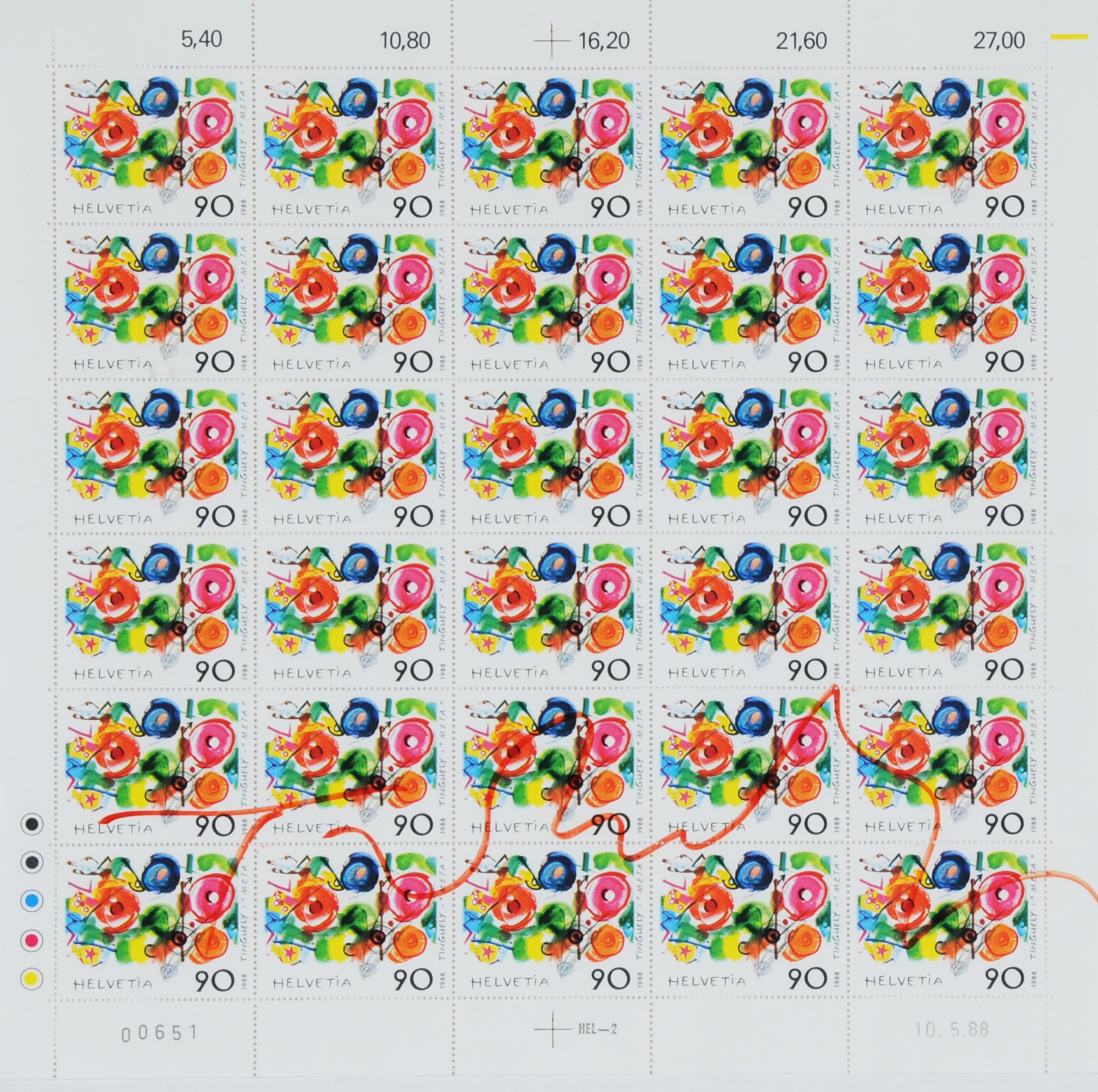 Jean Tinguely, Briefmarken Helvetia 90