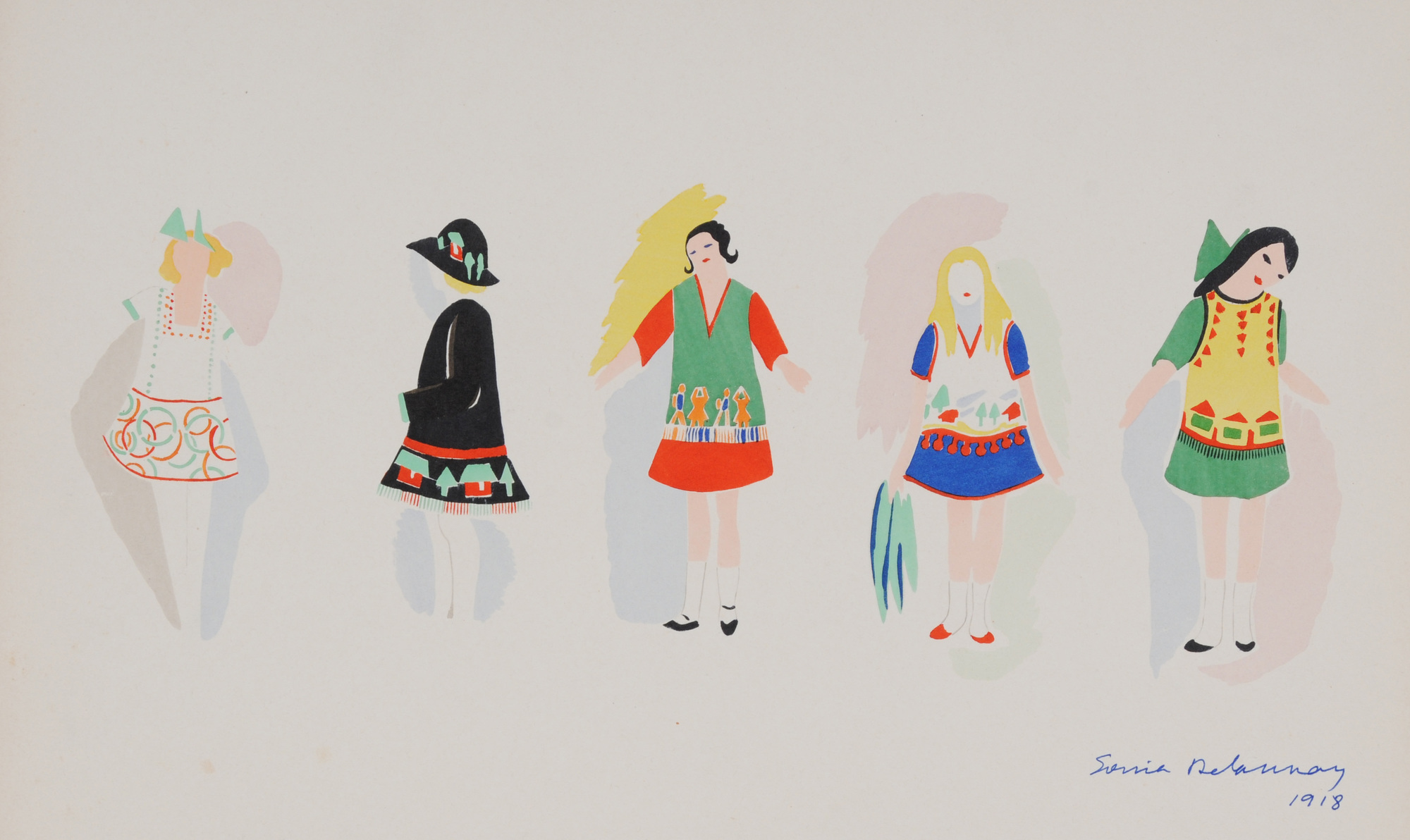 Sonia Delaunay, 7 sheets: Untitled, 1913 - 1924, 
from "Ses Peintures, Ses Objets, Ses Tissus Simultanés, Ses Modes"