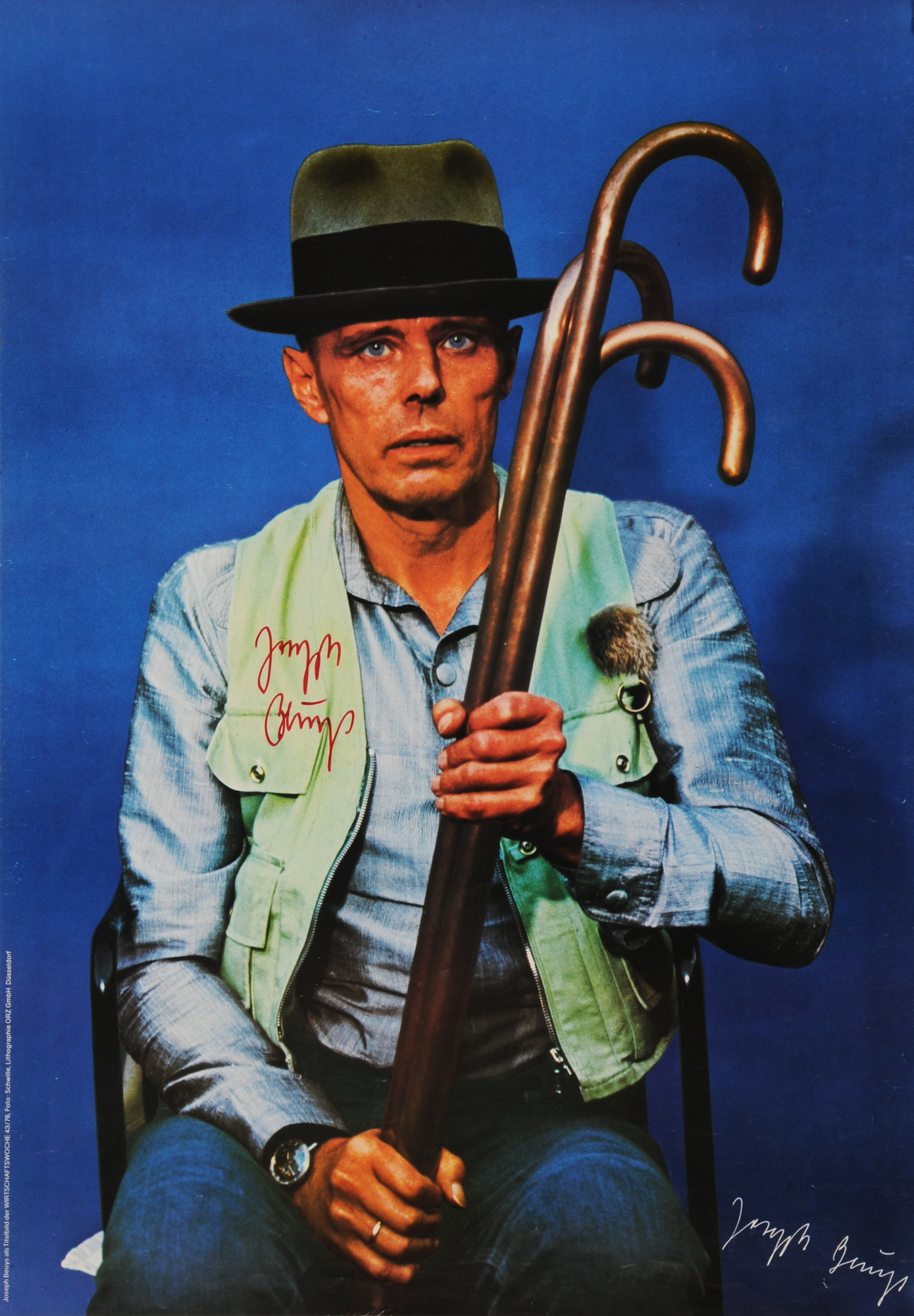 Joseph Beuys, 2 Grafiken:
Plastiktüte aus "So kann die Parteiendiktatur überwunden werden", 1971;
 Titelbild "Wirtschaftswoche", Nr. 43