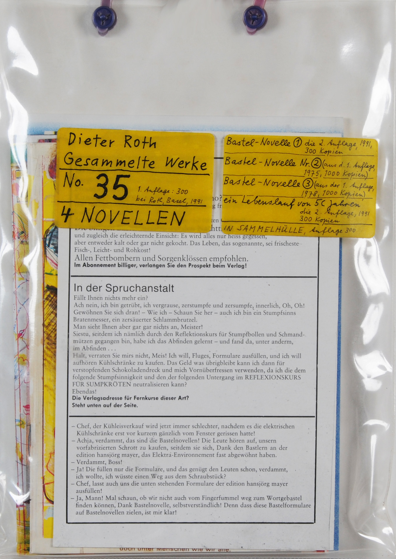 Dieter Roth, Gesammelte Werke, No. 35, 4 Novellen