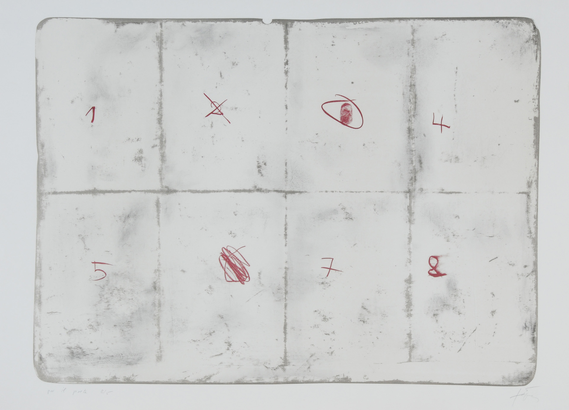 Antoni Tàpies, Toile pliée et chiffres
