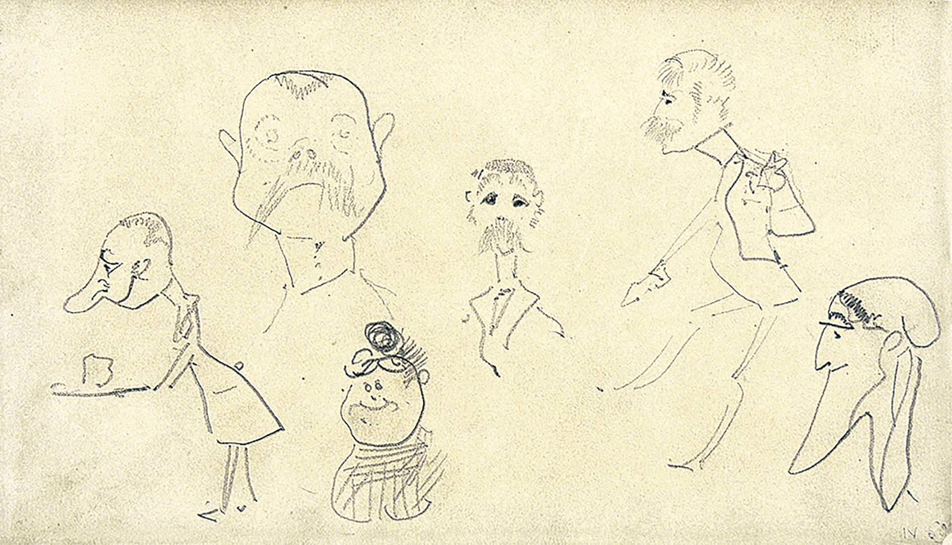 Henri de Toulouse-Lautrec, Recto: Croquis de têtes; verso: Bateau et silhouettes