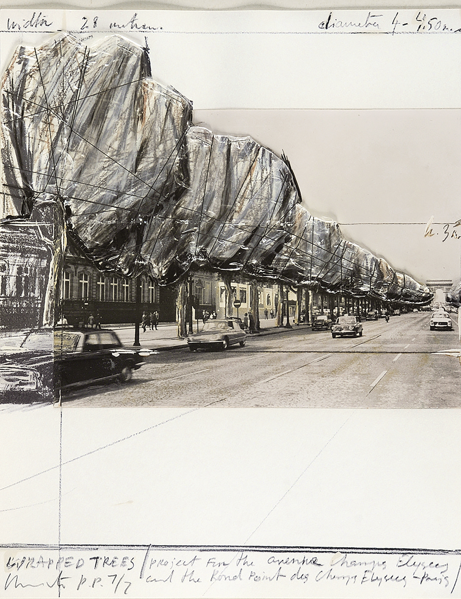 Christo, Wrapped Trees, Project for the Avenue des Champs-Elysées, Paris, aus "Five Urban Projects"