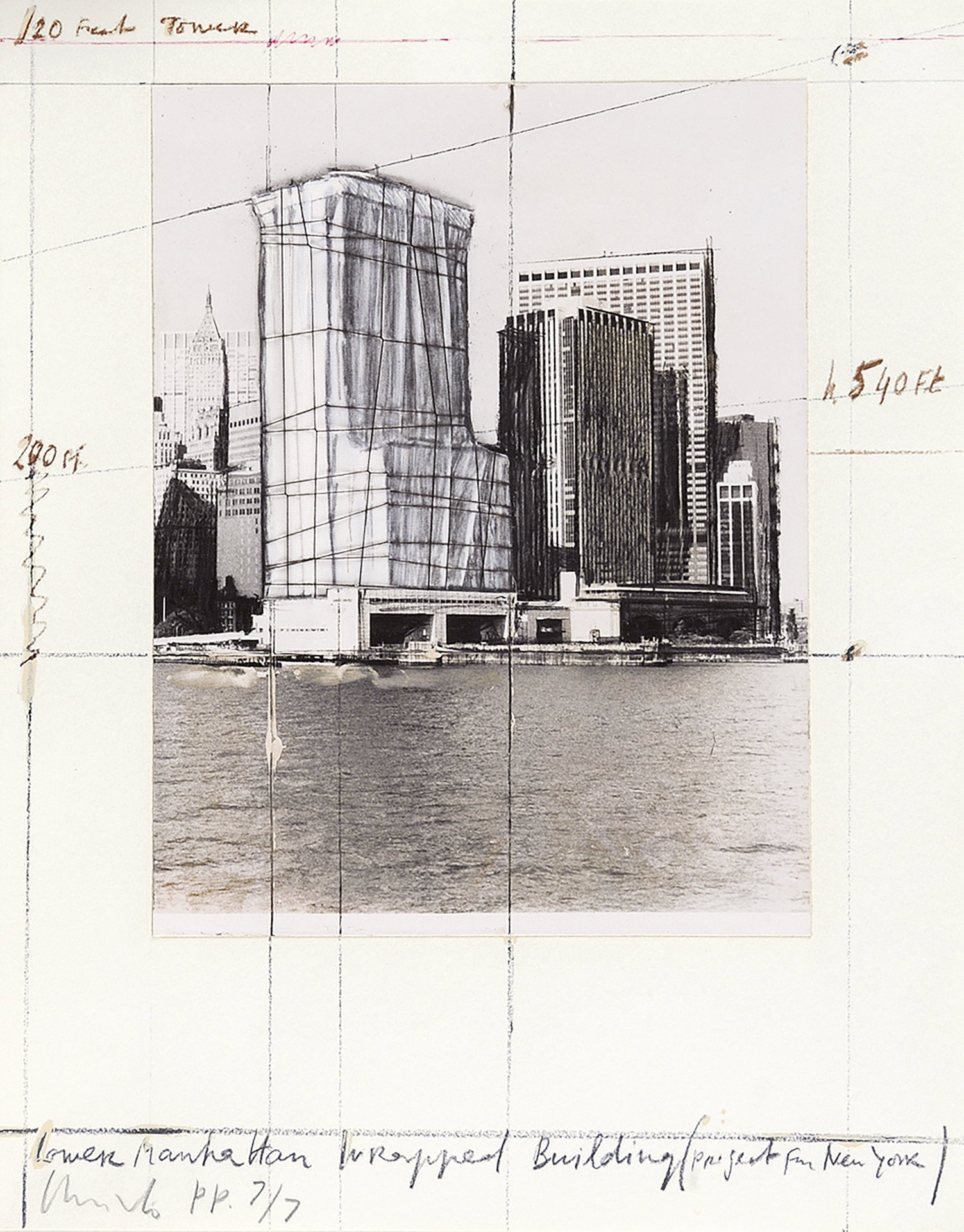 Christo, Lower Manhattan Wrapped Building, Project for New York, aus "Five Urban Projects"