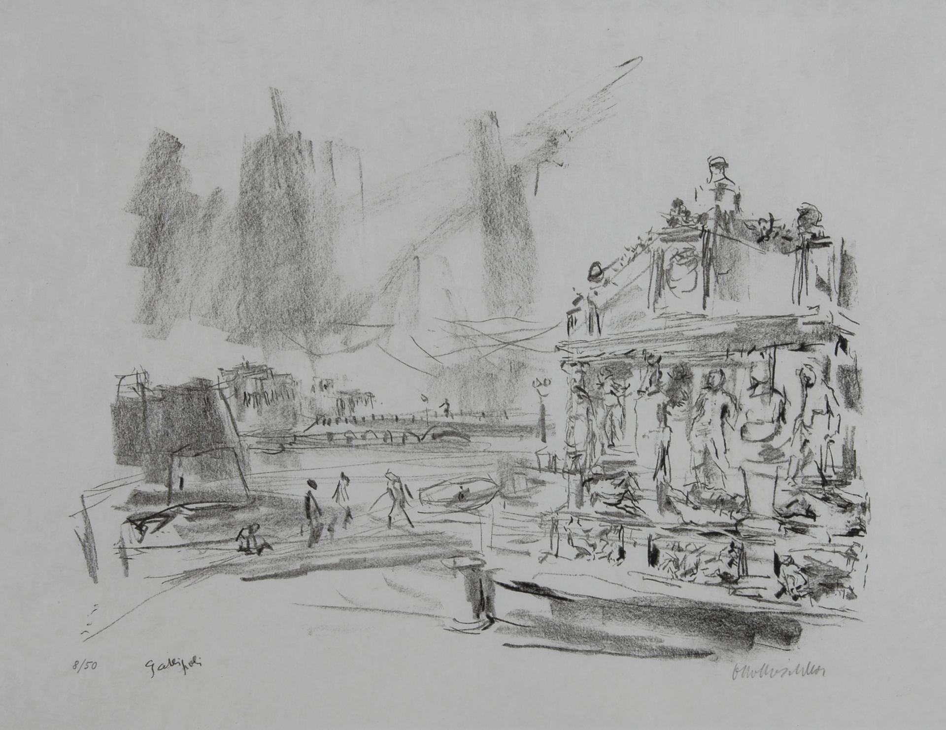 Oskar Kokoschka, Barocker Brunnen in Galipoli,  from "Apulia"