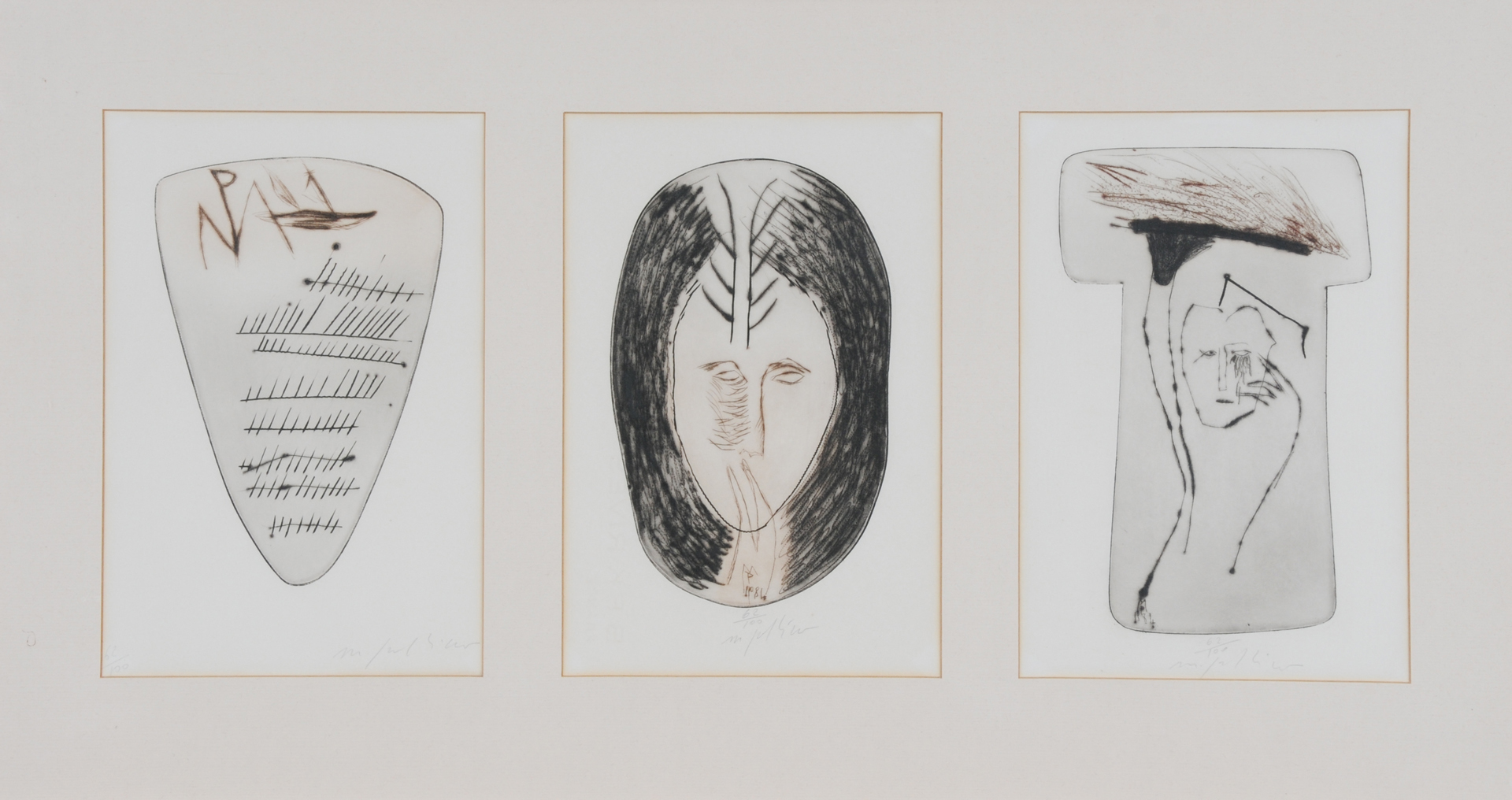 Mimmo Paladino, 3 sheets: Untitled