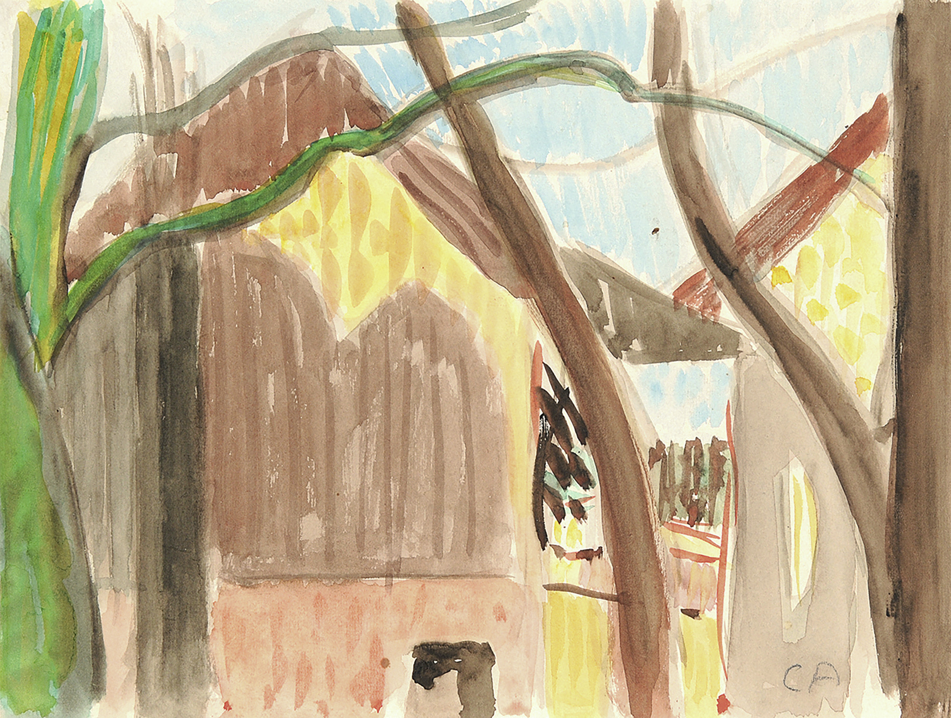 Cuno Amiet, Haus hinter Bäumen