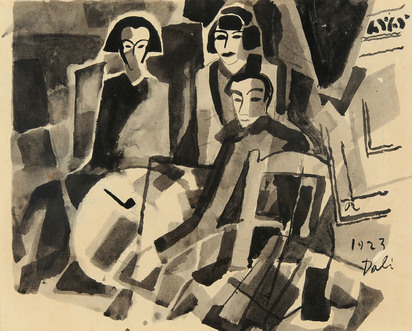 Recto: El artista y Maruja Mallo en el café de Oriente; verso: Estudio