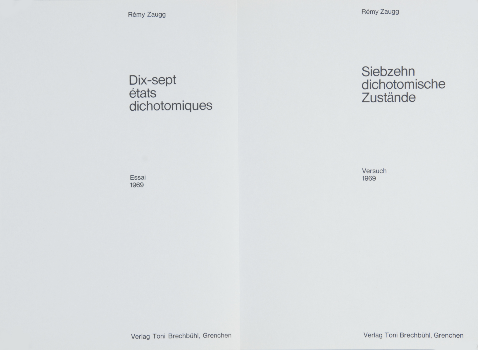 Rémy Zaugg, Folder. Siebzehn dichotomische Zustände