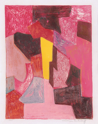 Composition rouge, carmin et jaune
