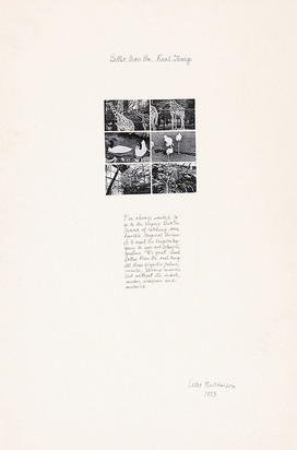 4 Photo works: The Visit, 1972; Creating Peanuts, 1973; Better Than the Real Thing, 1973; Tall Buffalo Story