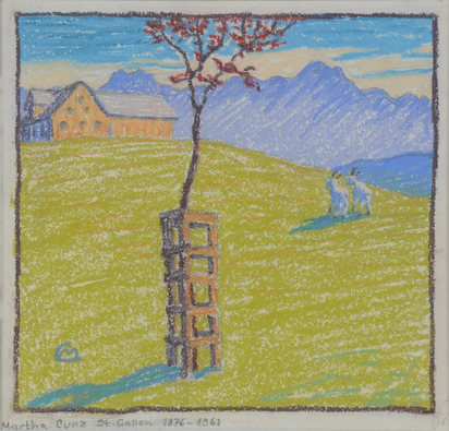 Voralpenlandschaft mit blühendem Bäumchen