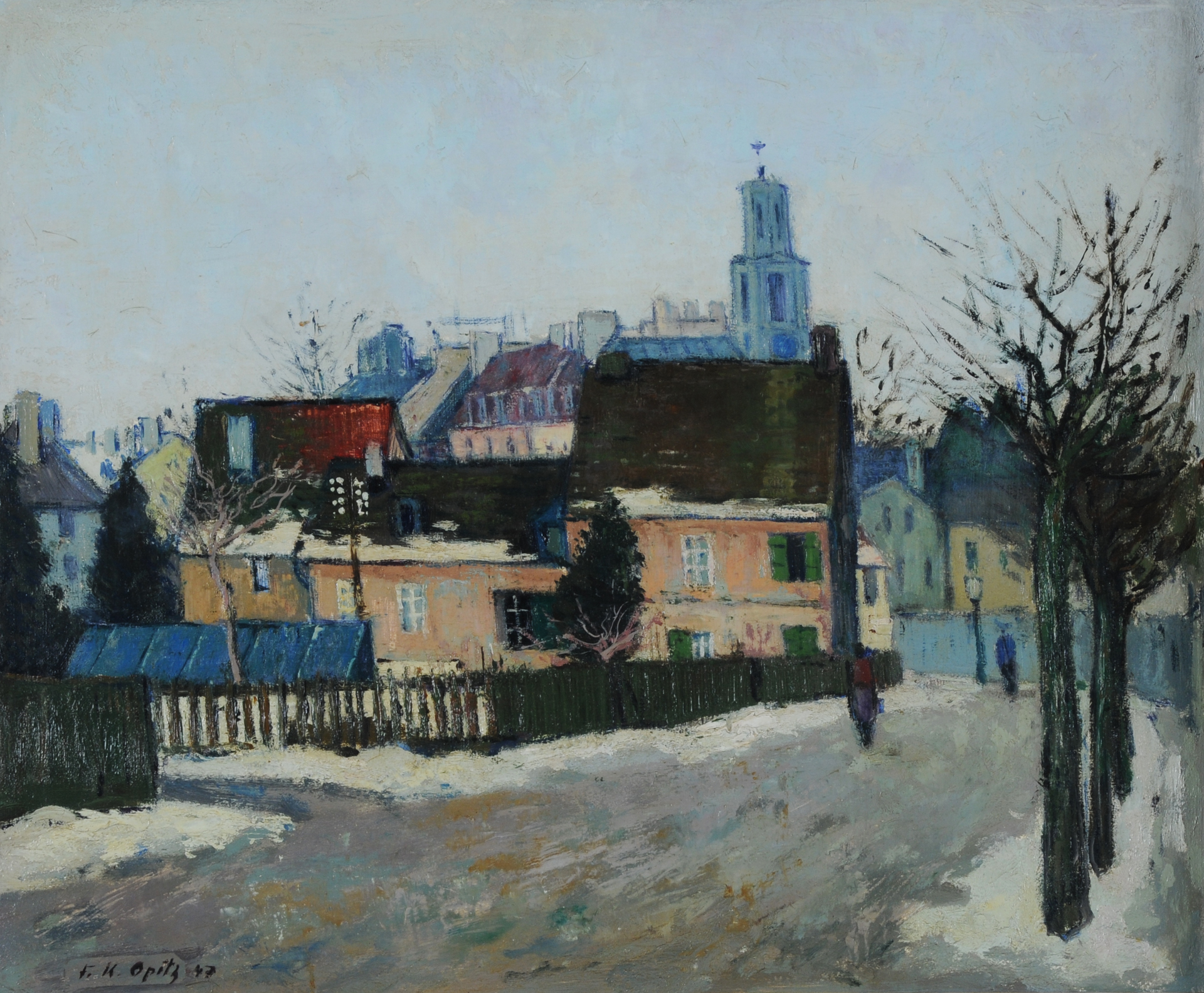 Franz Karl Opitz, Winter in Zürich mit Kirche Neumünster