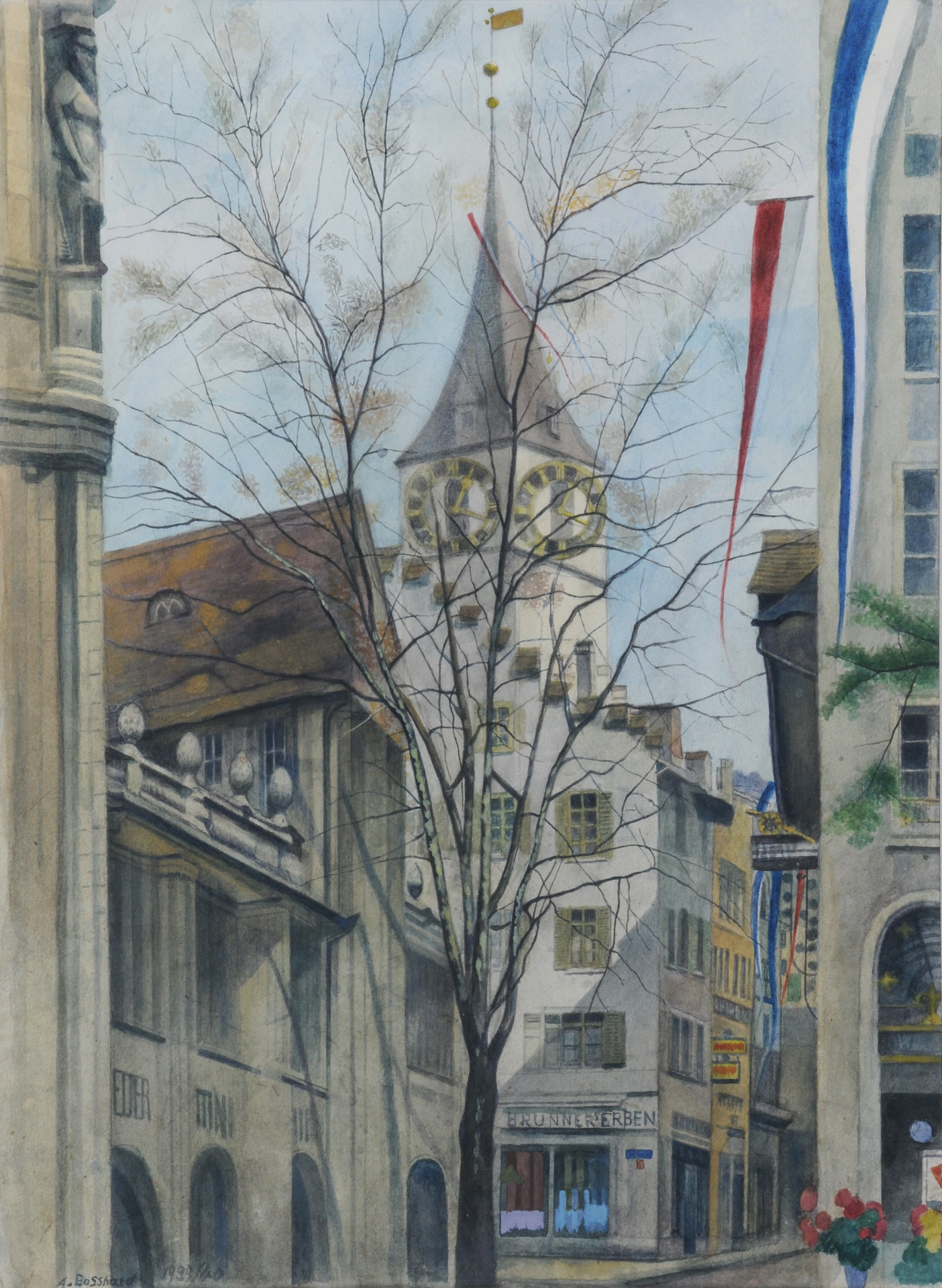 Albert Bosshard, Blick auf Kirche St. Peter, Zürich