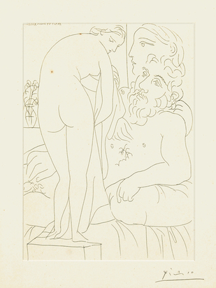 Sculpteur au repos avec Marie-Thérèse et sa  représentation en vénus pudique, 1933, from "La suite Vollard"