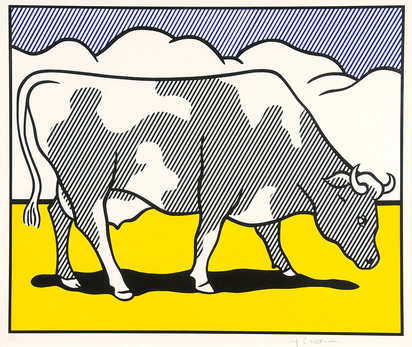 Cow Triptychon. Cow going abstract