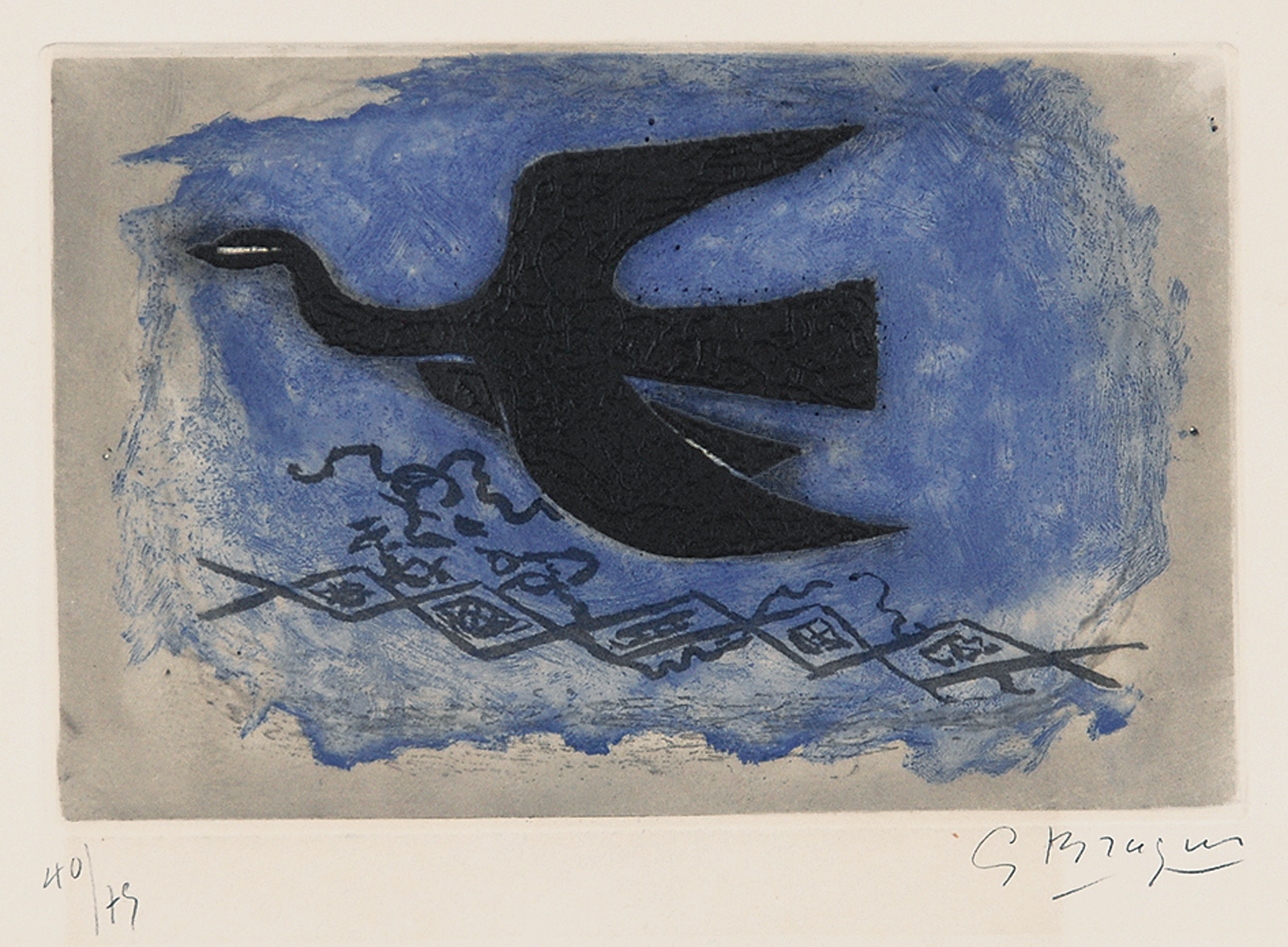 Georges Braque, Oiseau noir sur fond bleu (Oiseau VIII)
