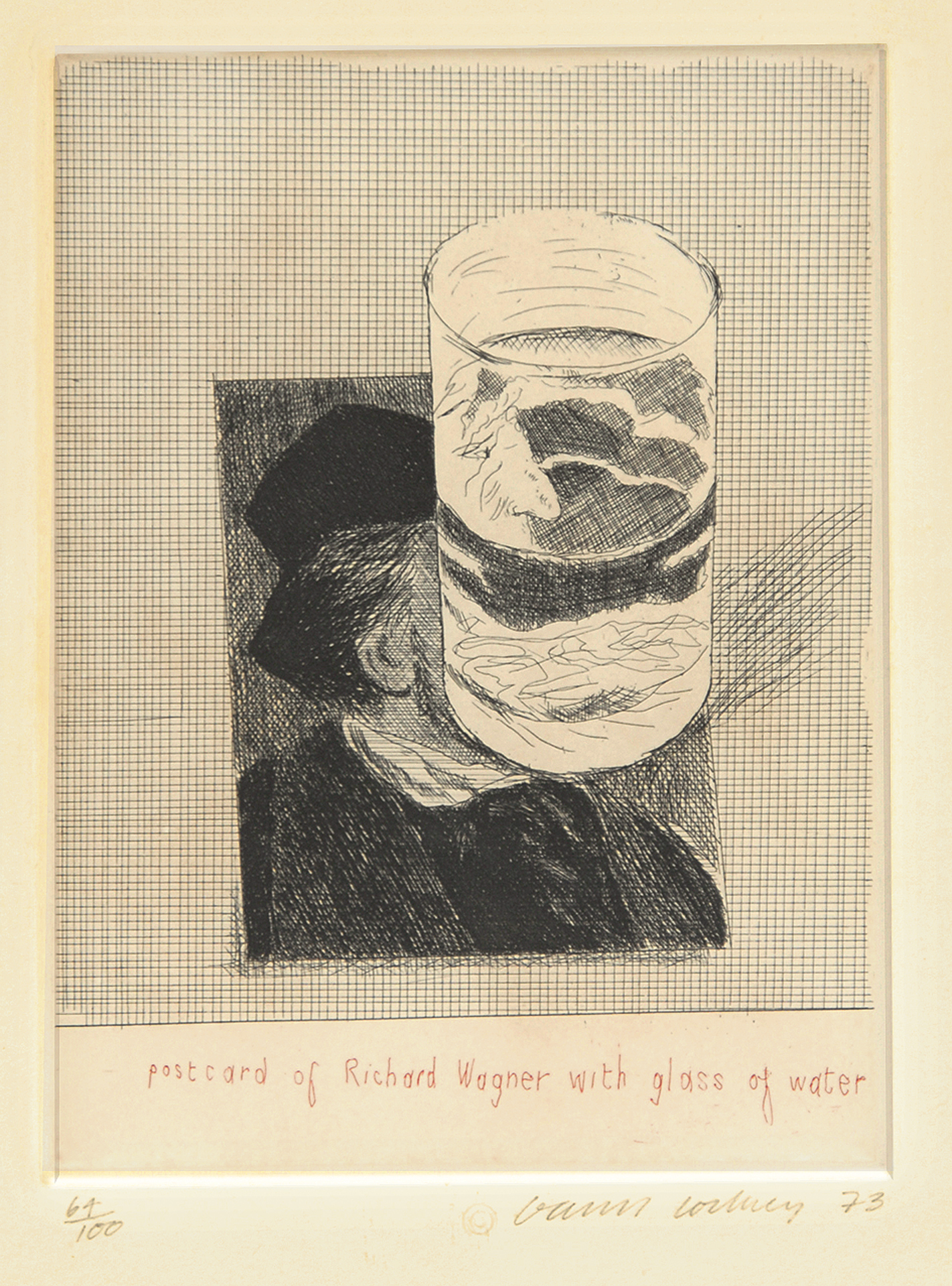 David Hockney, Postcard of Richard Wagner with Glass of Water