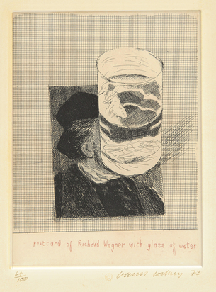 Postcard of Richard Wagner with Glass of Water
