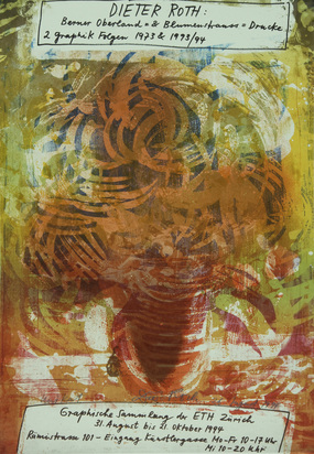 12 posters: Ch. Ray (2); E. Aeppli (2); W. Dahn; D. Roth; M. Kelly; JF. Schnyder; Panamarenko; M. Hunziker; H. Fulton; M. Di Suvero