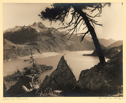 Landschaft über dem Silsersee. Oberengadin