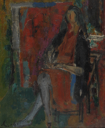 Sitzende Frau
