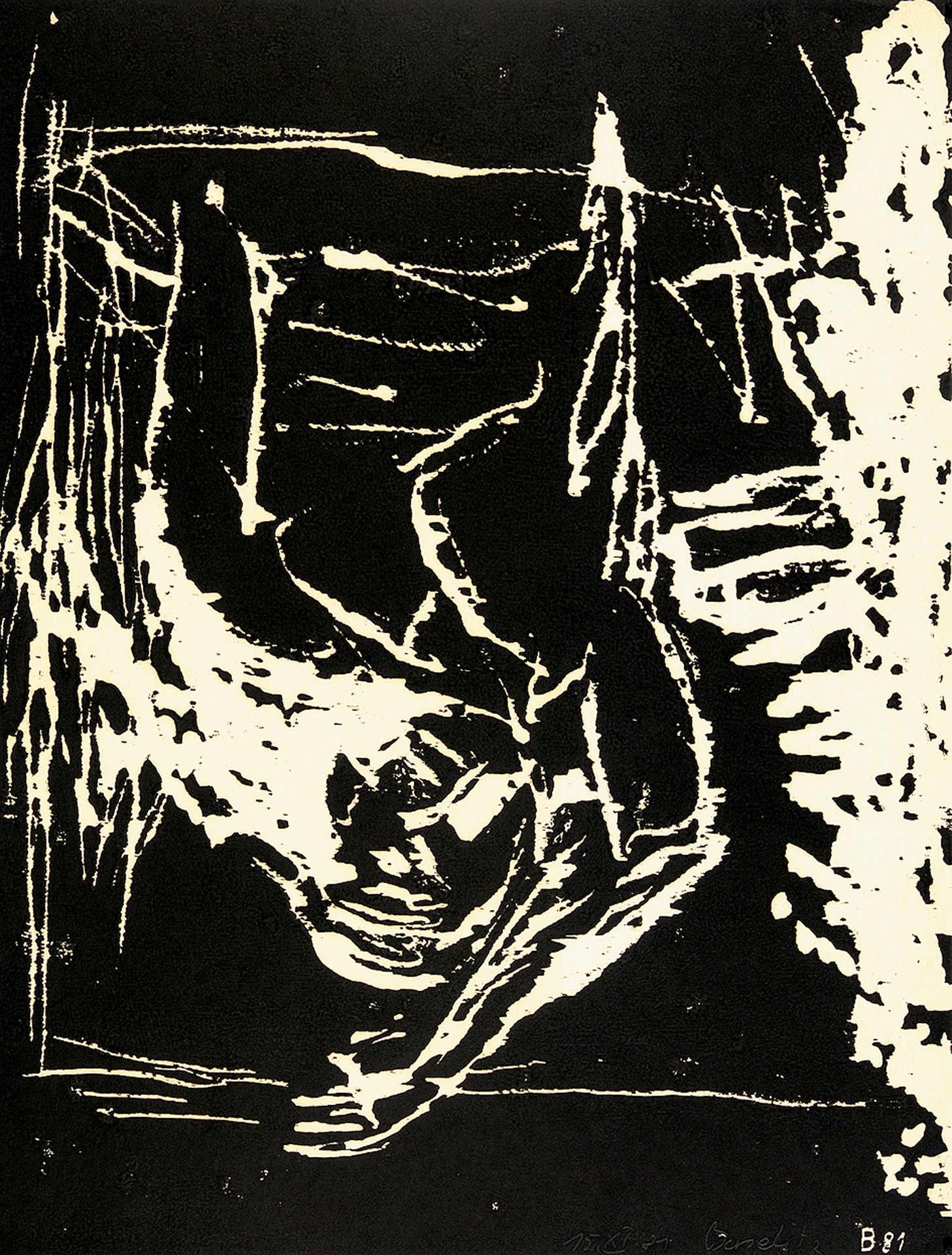 Georg Baselitz, Frau am Fenster, aus "Erste Konzentration, Mappe III"