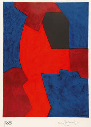 Composition bleue, rouge et noire
