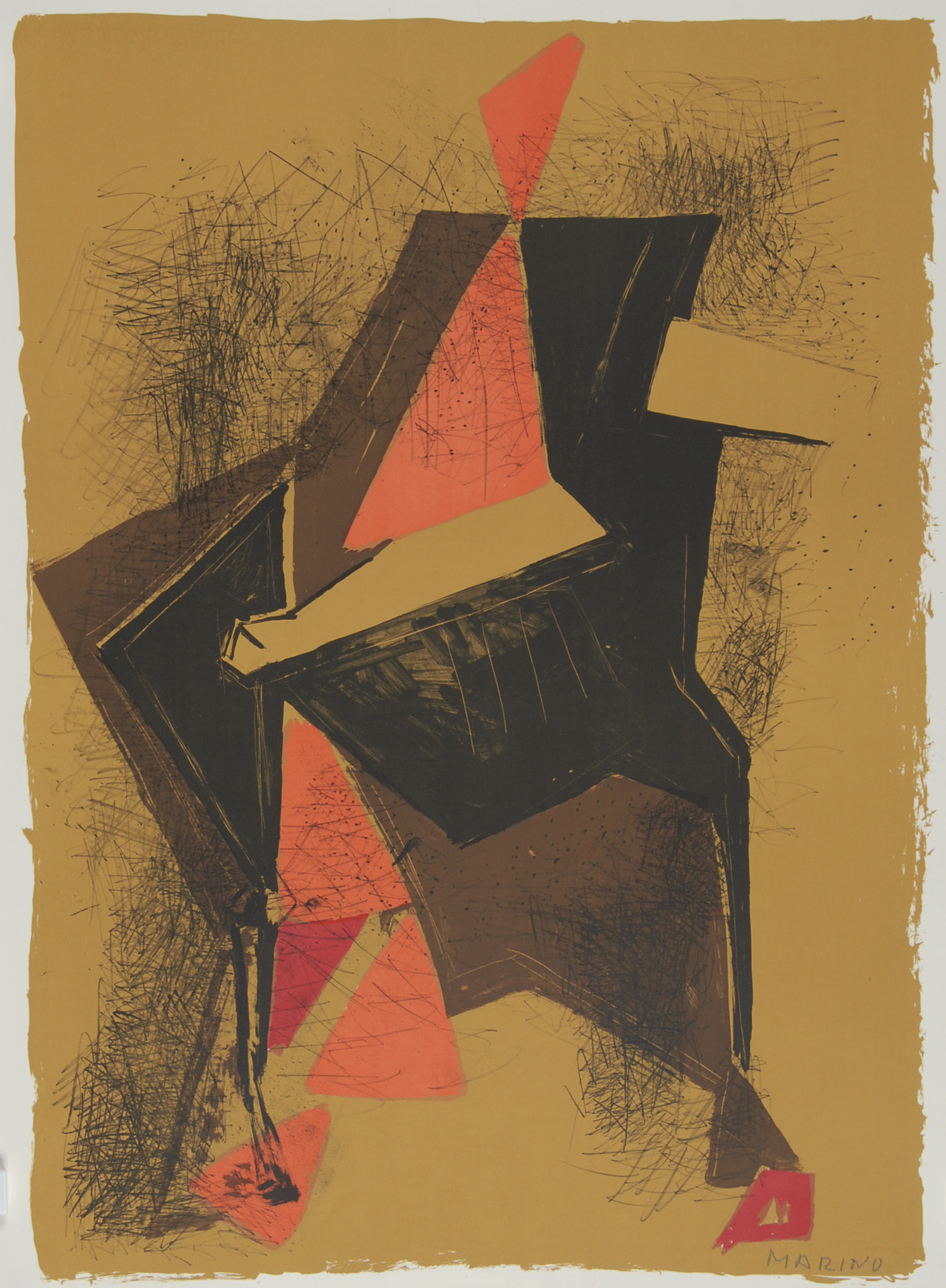 Marino Marini, 2 Blätter: Composizione, 1957; Cavalier sur fond ocre