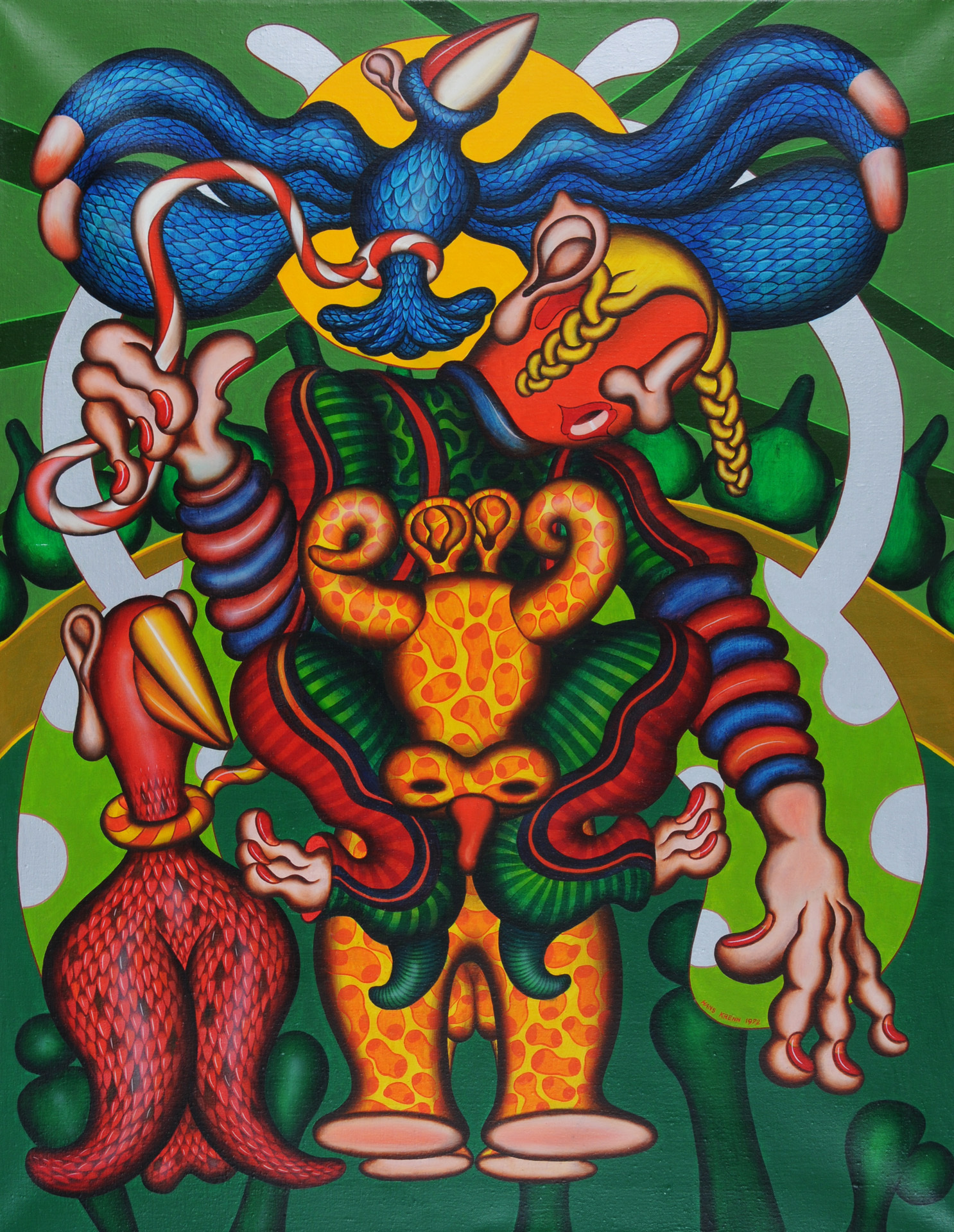Hans Krenn, Ritt auf der Kuh (mit 2 Vögeln)