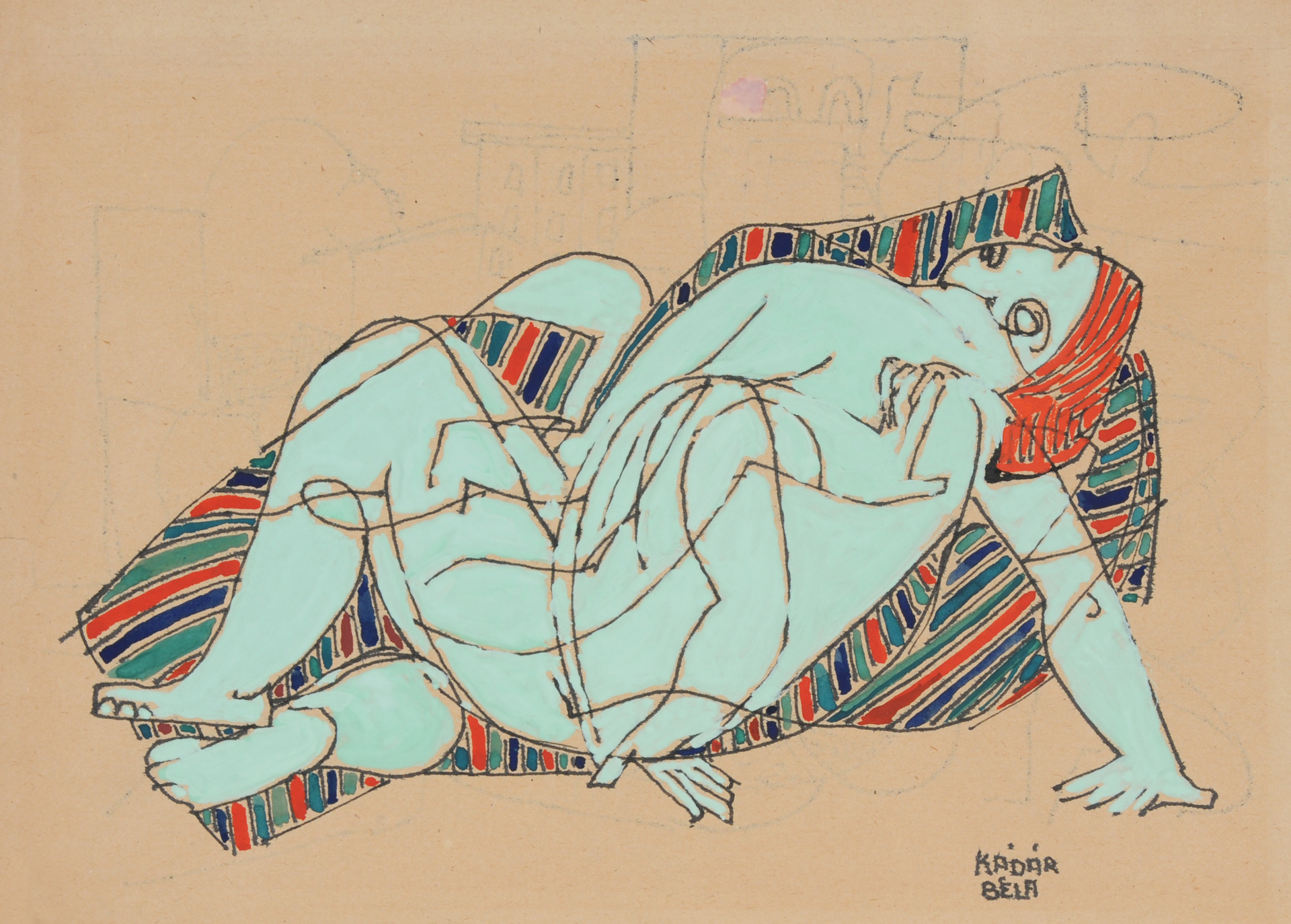 Bela Kadar, Recto: Liegender Akt; verso: Studie