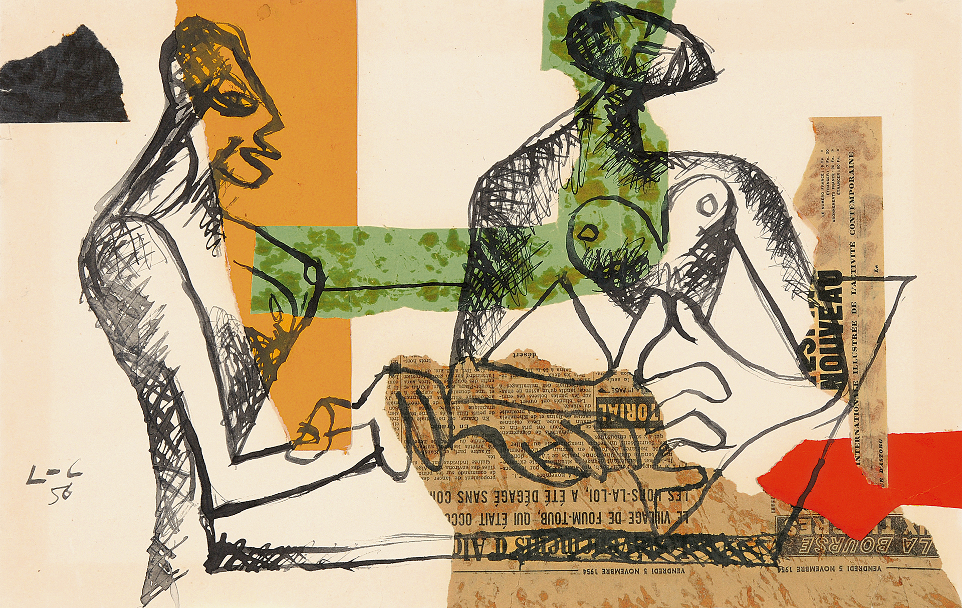 Le Corbusier, Deux femmes attablées aux mains croisées
