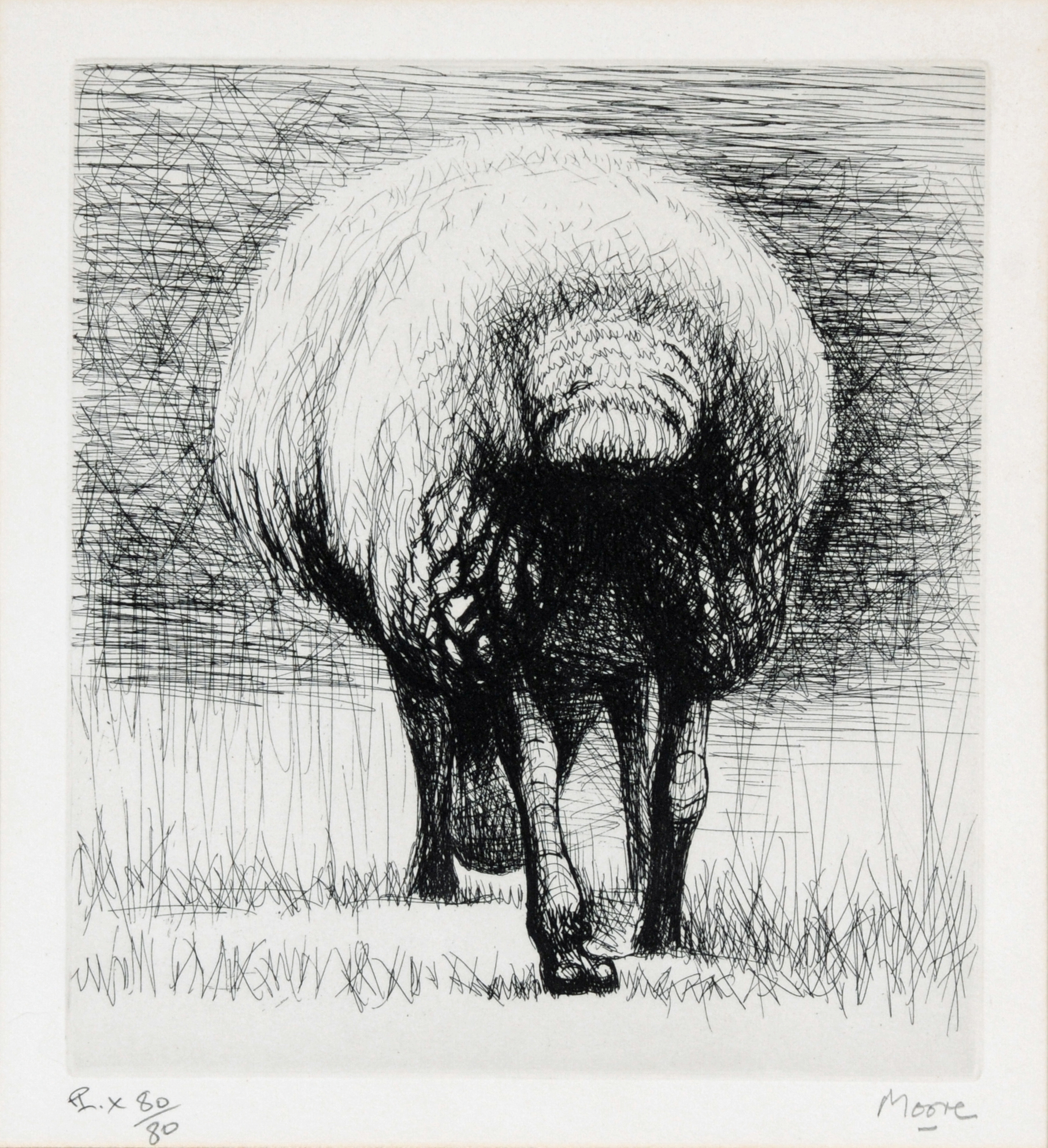 Henry Moore, 2 sheets: Sheep Back View; Sheep With Lamb, from "Sheep Album"