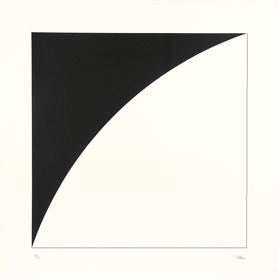 Ellsworth Kelly, 2 Blätter: 
White Curve I, 1973; Black Curve I