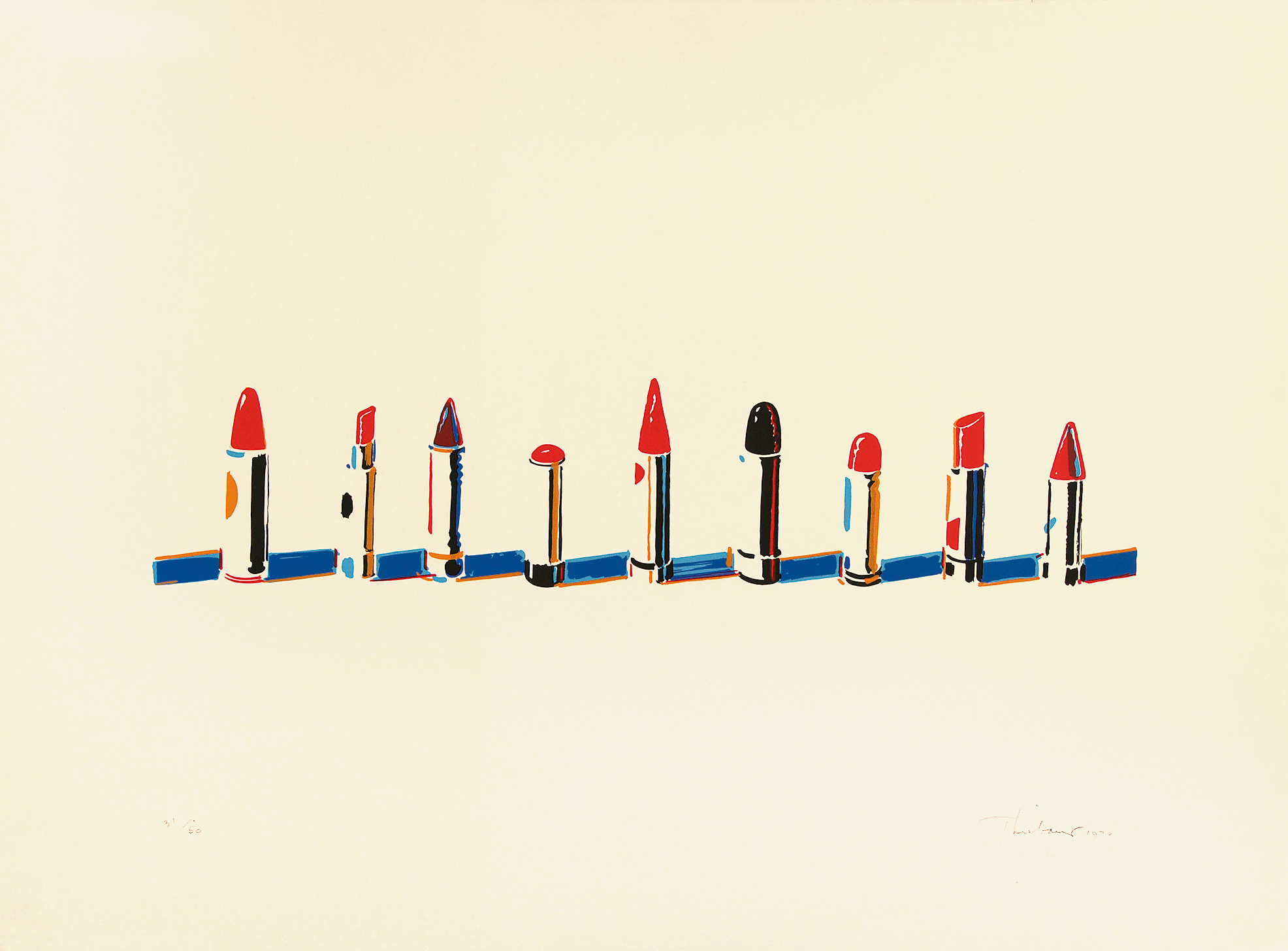 Wayne Thiebaud, Lipstick Row, aus "Seven Still Lifes and a Rabbit"