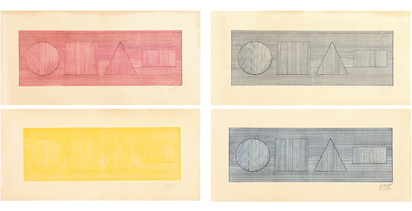 Four Part Combinations of Six Geometric Figures in Four Colors