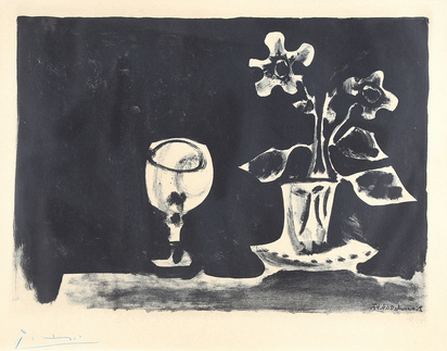 Nature morte au verre et fleurs