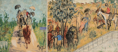 Projection for wall painting: 
Sonntagsausfahrt; Reitertreffen