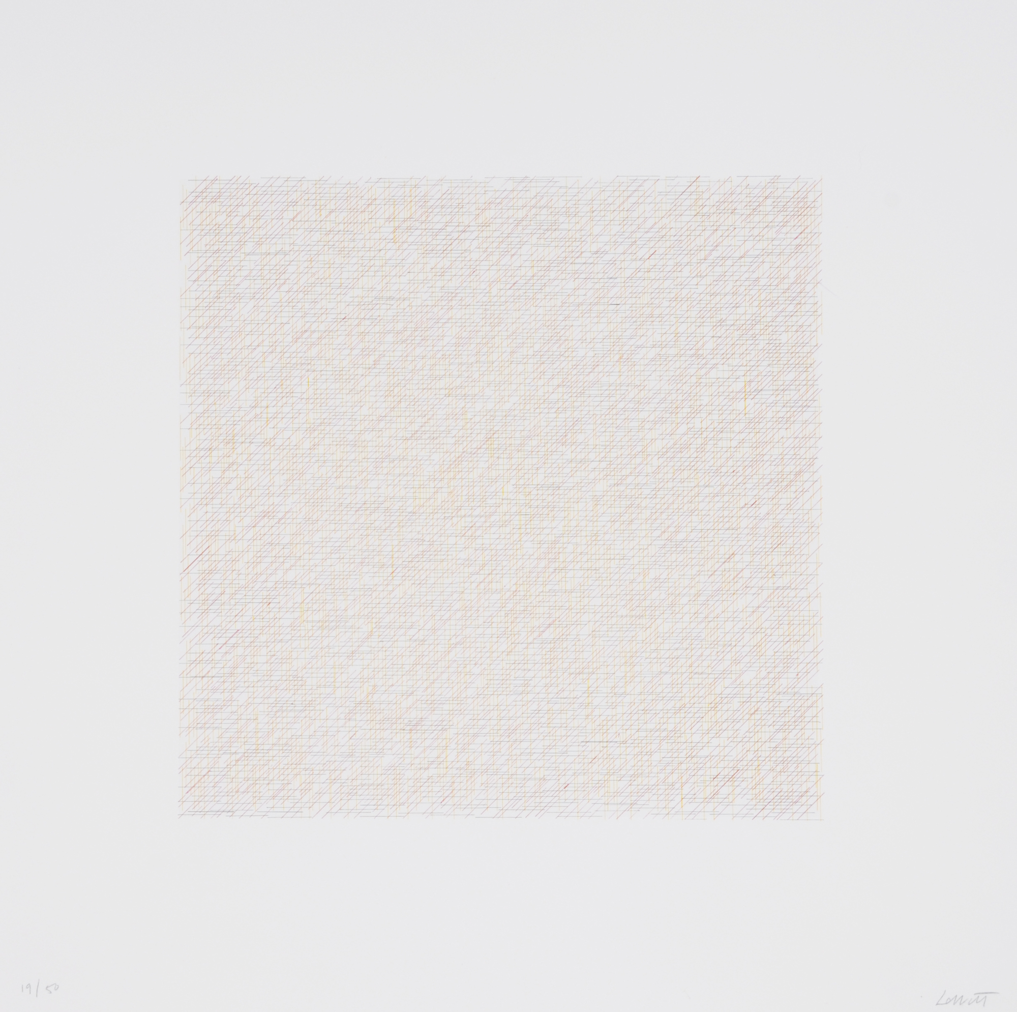 Sol LeWitt, Sheet from "Lines of Inch, Four Directions, Four Colors"