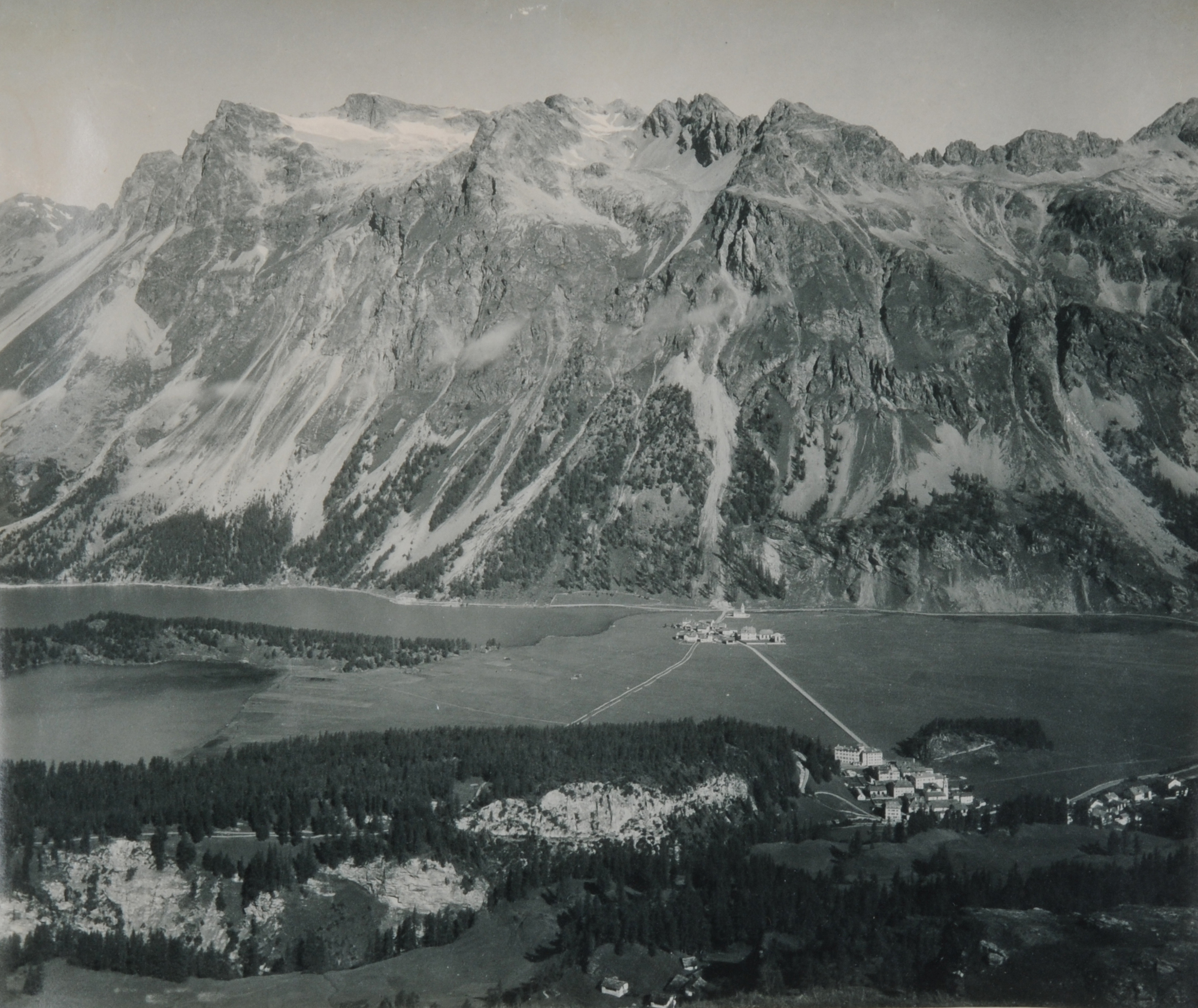 Adolphe Braun, 3 Fotografien: Blick auf Piz Lagrev; Blick von Muottas Muragl auf Celerina und St. Moritz; Silvaplana