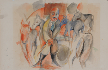 Pferdedompteur in der Manege , (Entwurf)
