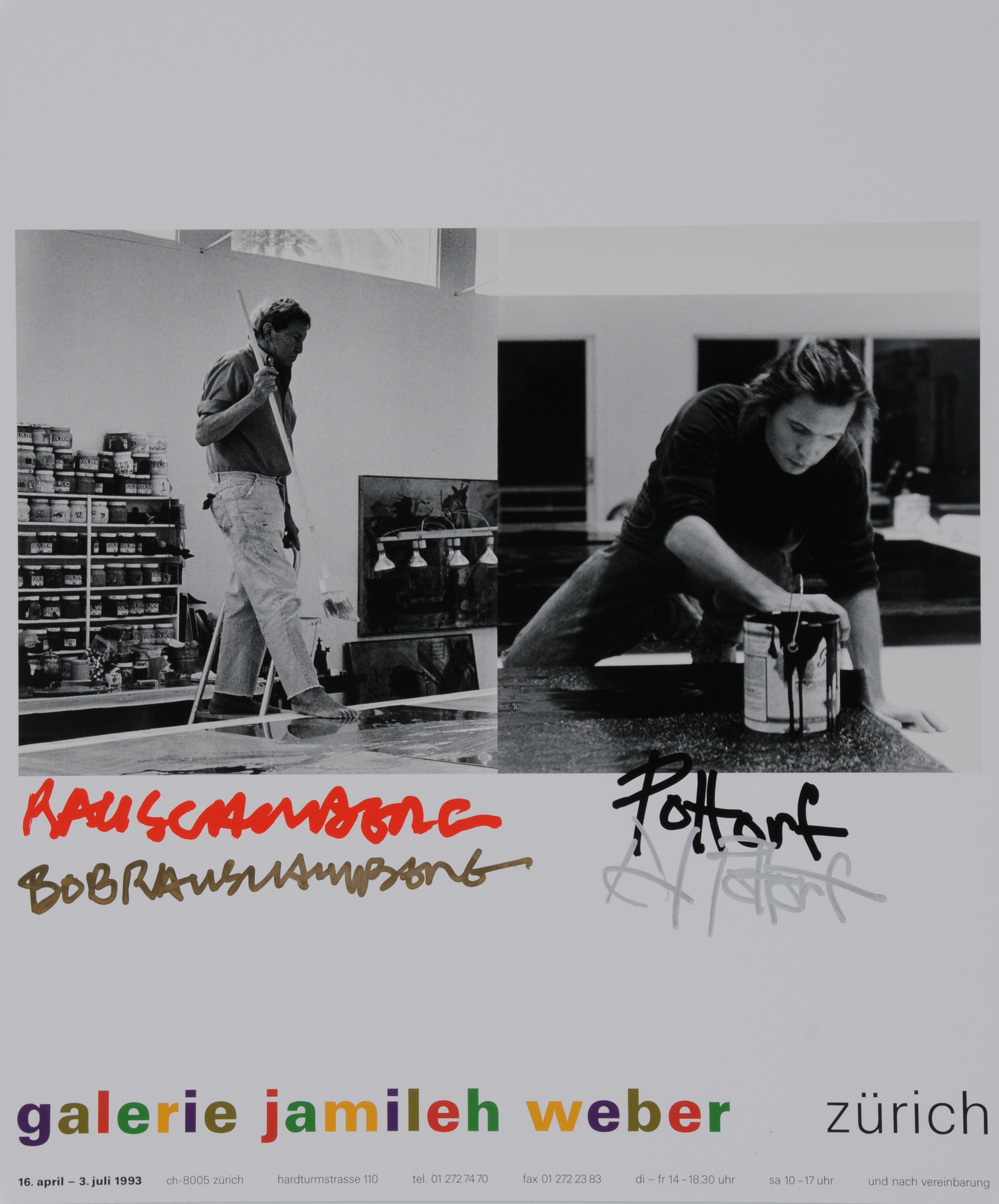 Robert Rauschenberg, Plakat. Rauschenberg und Pottorf in der Galerie Jamileh Weber, Zürich, 16. April - 3. Juli 1993