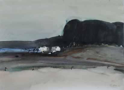 2 watercolors: Quartier Latin; Märzlandschaft
