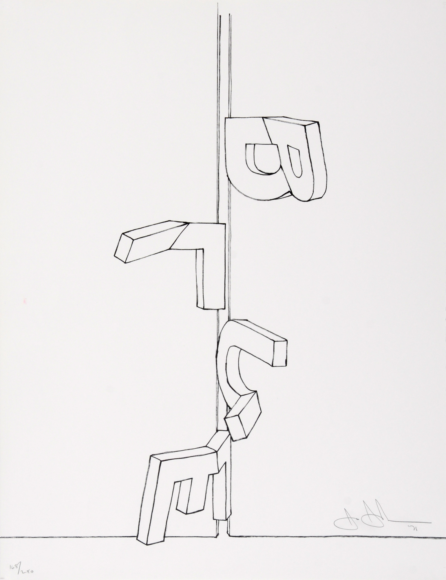 Jasper Johns, Bent "Blue", 1971, from "Grafikmappe des Schweizerischen Kunstvereins"